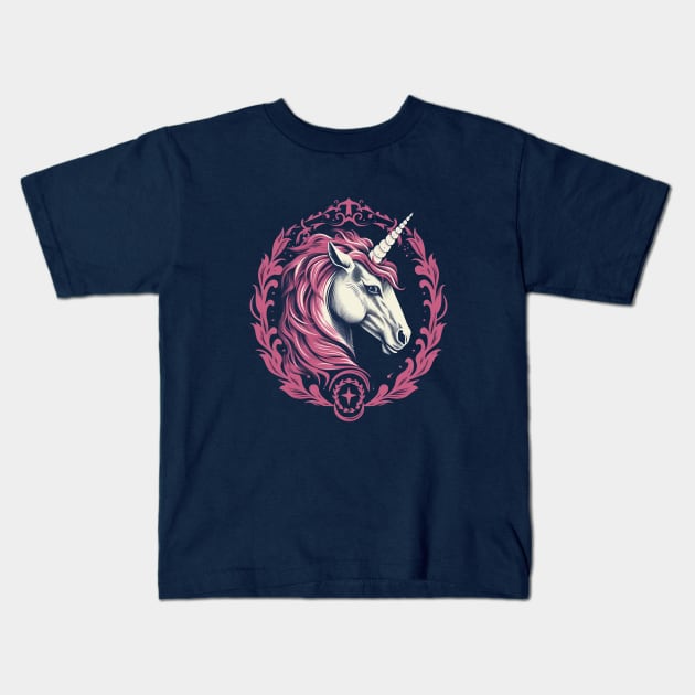 Unicorn Crest Kids T-Shirt by DavidLoblaw